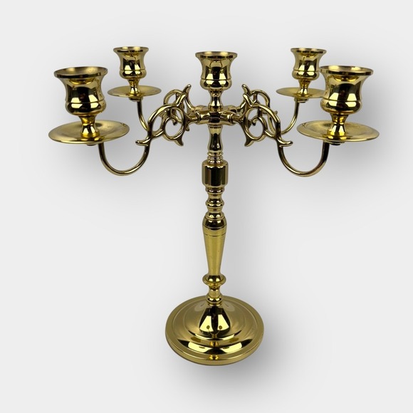 Vintage Baldwin Brass 5-light candelabra forged USA solid heavy decorative piece - Picture 1 of 7